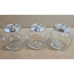 IKEA RAJTAN Spice Jars Glass Aluminum Color 3 Pack 5 oz 79955